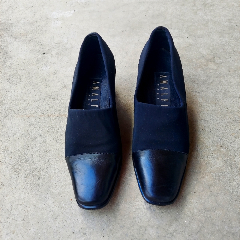 AMALFI  black leather heels Made in Italy size 6
